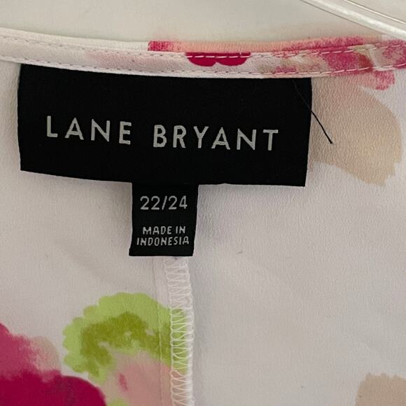 Lane Bryant Faux Wrap Tank Women's Size 22/24 White Floral Sleeveless Top 3X - Picture 5 of 8